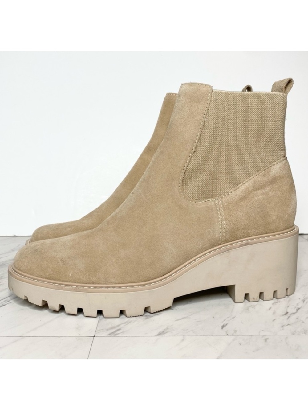 Dolce Vita Helen Tan Suede Wedge Chelsea Boot 11